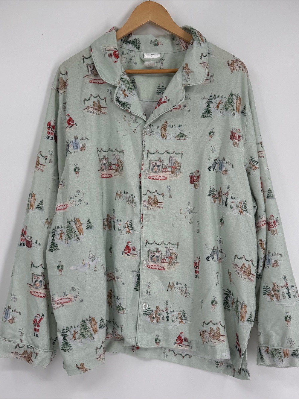 Pottery Barn x Riley Sheehey Holiday Adult Flannel Pajama Set size XL Green - Picture 2 of 10